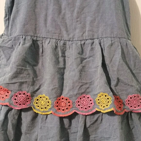 Old Navy/Tiered Dress/Girls/M 8/Denim Blue/Embroidered Sleeveless - Picture 3 of 8